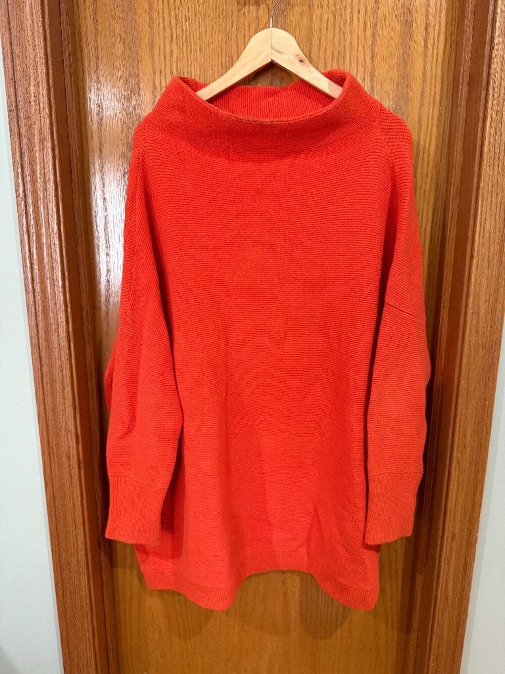 Women's Free People Orange Ribbed Mock Neck Sweater XL